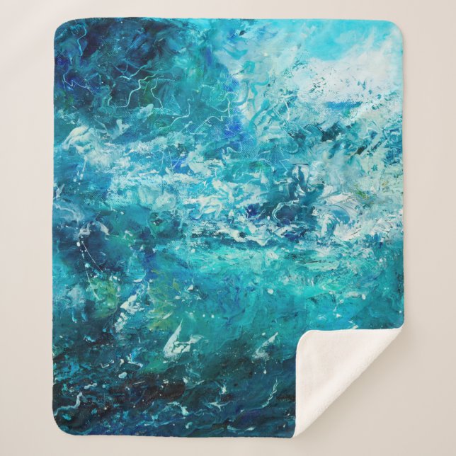 Cobertor Sherpa  pintura a óleo de abstrato mostrando ondas no ou  (Frente)