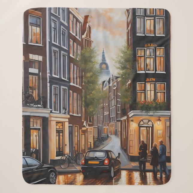 Cobertor Sherpa pintura a óleo de Amsterdã (Frente)