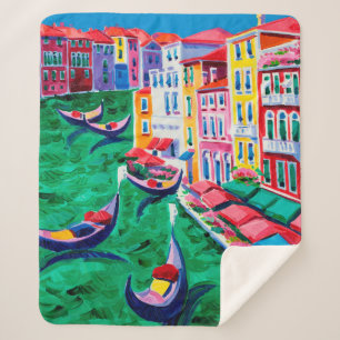 Cobertor Sherpa  pintura a óleo de bela Veneza, Itália na canvas