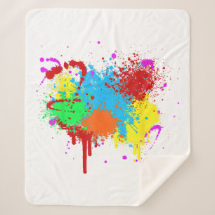 Cobertor Sherpa Pintura Abstrata com Salpicos de Tinta Bonita