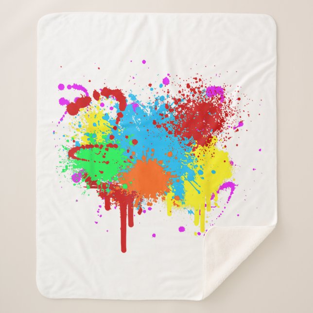 Cobertor Sherpa Pintura Abstrata de Salpico de Tinta Bonita  (Frente)