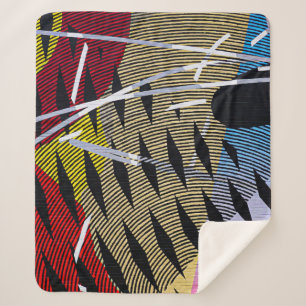 Cobertor Sherpa Pintura abstrato, vermelha e branca, azul