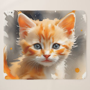Cobertor Sherpa Pintura aquosa de um gato laranja giro