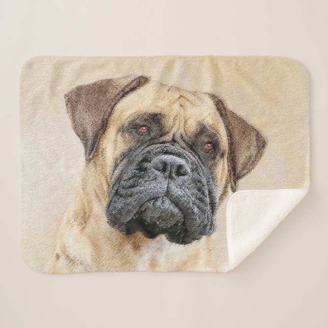Cobertor Sherpa Pintura Bullmastiff - Arte Cachorra Original (Frente (Horizontal))