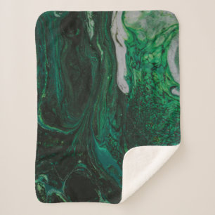 Cobertor Sherpa Pintura de abstrato branca e teal