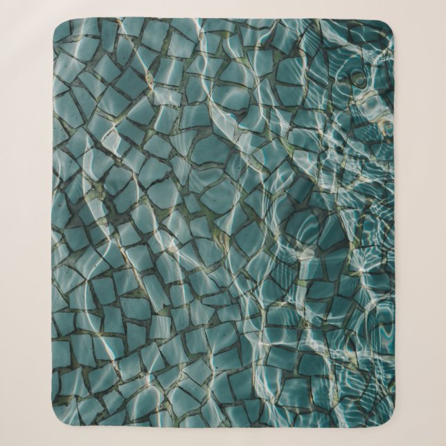 Cobertor Sherpa Pintura de abstrato branco e azul (Frente)