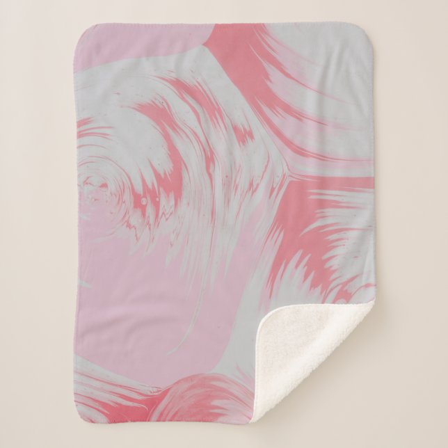 Cobertor Sherpa Pintura de abstrato branco e rosa (Frente)