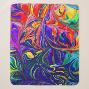 Cobertor Sherpa Pintura de abstrato cor verde roxa e laranja