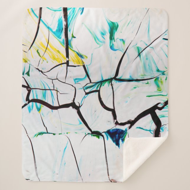 COBERTOR SHERPA PINTURA DE ABSTRATO MULTICOR (Frente)