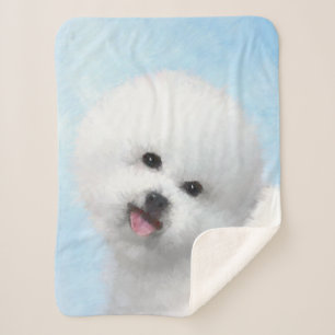 Cobertor Sherpa Pintura de Bichon Frise - Arte de Cachorro Origina