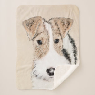 Cobertor Sherpa Pintura de Fox Terrier com Fios - Arte de Cão Ori