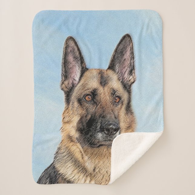 Cobertor Sherpa Pintura de german shepherd - Arte de Cachorro Orig (Frente)