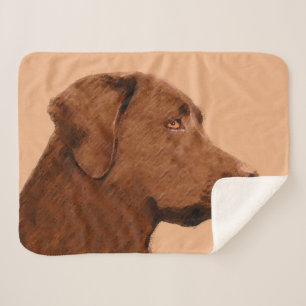 Cobertor Sherpa Pintura de Labrador Retriever (Chocolate) - Arte C