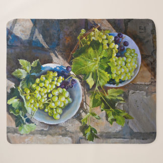 Cobertor Sherpa Pintura de Natureza-Morta de Uva Verde