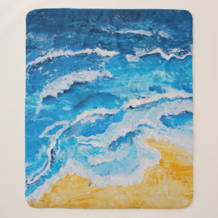 Cobertor Sherpa Pintura de praia e mar acrílicos em desenho do sta