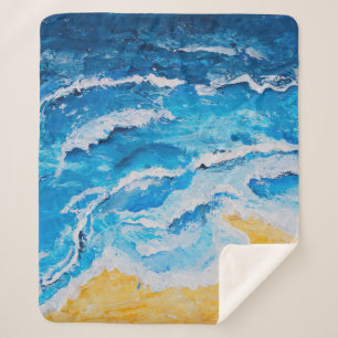 Cobertor Sherpa Pintura de praia e mar acrílicos em desenho do sta