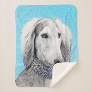 Cobertor Sherpa Pintura (de prata) de Saluki - arte original