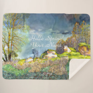 Cobertor Sherpa pintura de Primavera, Sherpa Blanket