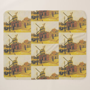 Cobertor Sherpa Pintura do Moinho de Vento Vintage Van Gogh Paris