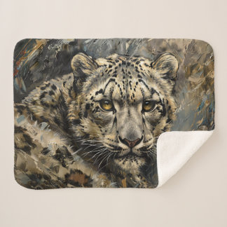 Cobertor Sherpa Pintura do óleo de Leopardo da Neve