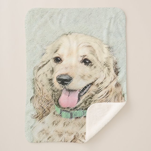 Cobertor Sherpa Pintura em Buff do Cocker Spaniel - Arte Original  (Frente)