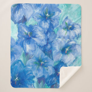 Cobertor Sherpa Pintura em flor selvagem azul