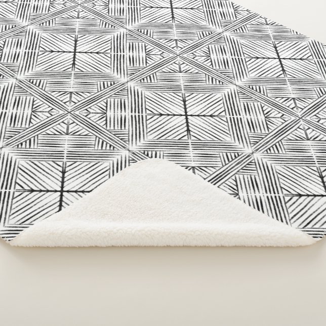 Cobertor Sherpa Pintura geométrica a preto e branco (3/4)