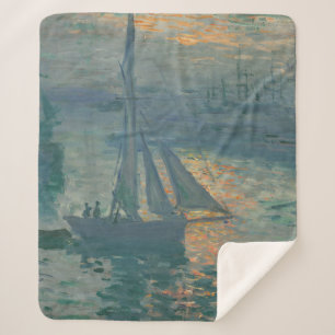 Cobertor Sherpa Pintura Impressionista Marinha do Nascer do Sol de