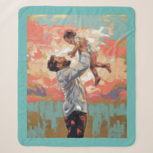 Cobertor Sherpa Pintura Moderna Abstrata Pai e Filho