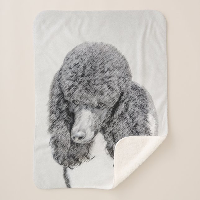 Cobertor Sherpa Pintura Negra De Poodle Padrão - Arte Cão (Frente)