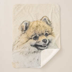 Cobertor Sherpa Pintura Pomeraniana (Laranja) - Arte Canina Origin
