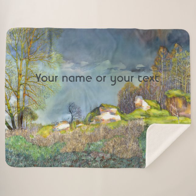Cobertor Sherpa pintura por tempestade de primavera (Frente (Horizontal))