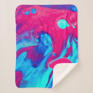 Cobertor Sherpa Pintura violeta e abstrato azul