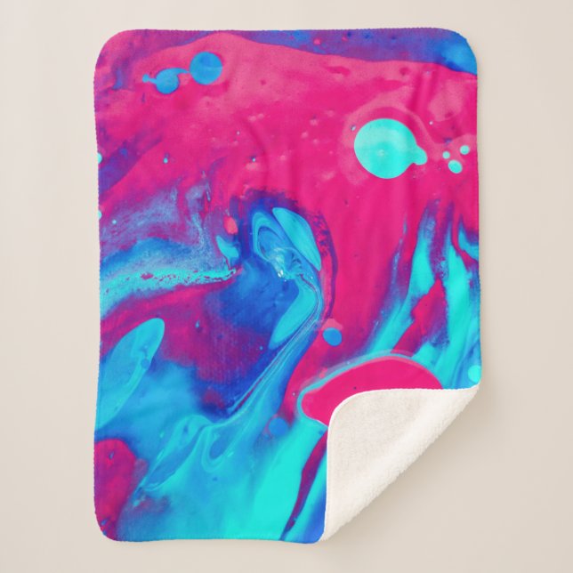 Cobertor Sherpa Pintura violeta e abstrato azul (Frente)