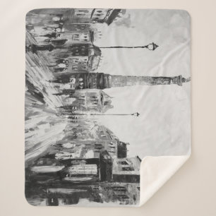 Cobertor Sherpa Pinturas artísticas negras e brancas.