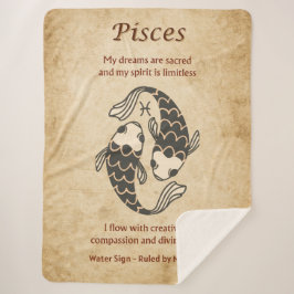Cobertor Sherpa Pisces Zodiac Sign with Affirmations