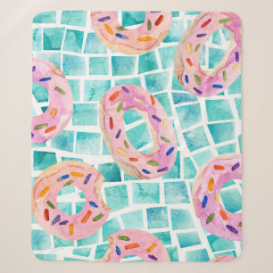 Cobertor Sherpa Piscina de Verão flutua mosaico aquarela