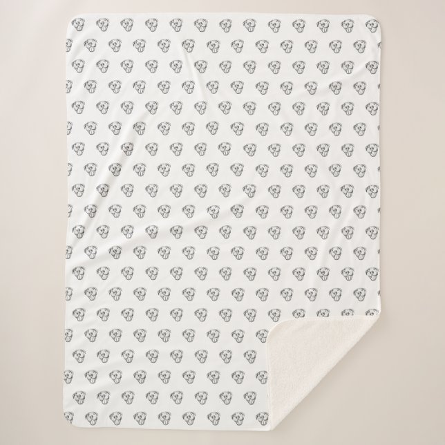 Cobertor Sherpa pitbull desenhando simples cão amante branco preto (Frente)