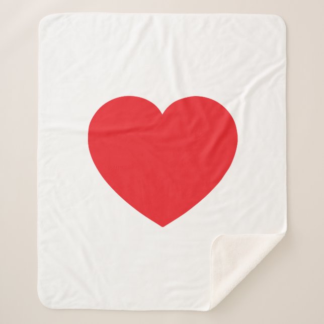 Cobertor Sherpa Plain Modern White Red Love Heart Graphic (Frente)