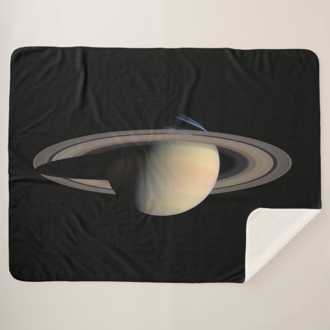 Cobertor Sherpa Planeta Gigante de Gás Saturno Suniluminado pela C (Frente (Horizontal))