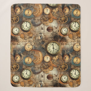 Cobertor Sherpa Plano de Engenharia Steampunk Marrom Latão