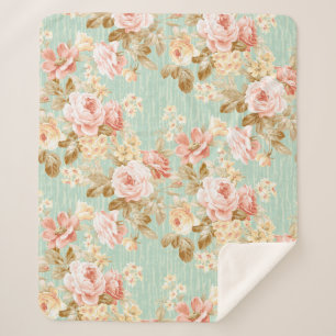 Cobertor Sherpa Plano de fundo clássico de Flor Popular Sem Costur