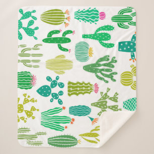 Cobertor Sherpa Planta de cactus: vintage floral set.