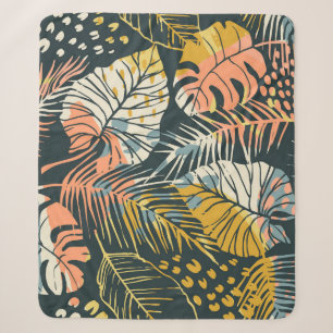 Cobertor Sherpa Plantas tropicais: padrão abstrato artístico.