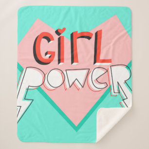 Cobertor Sherpa Poder feminino. Design bonito com slogan gráfico