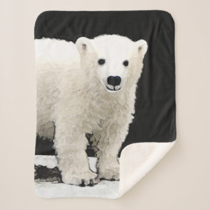 Cobertor Sherpa Polar Bear Cub Painting - Arte Original