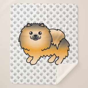 Cobertor Sherpa Pomerânia Cão e patas, cor de laranja