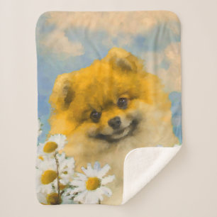 Cobertor Sherpa Pomerânia em Pintura de Dísias - Arte de Cachorro