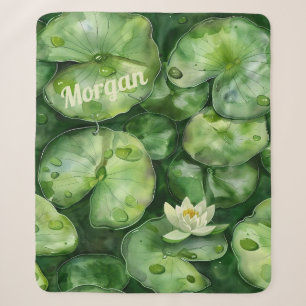 Cobertor Sherpa Pond De Aquarela Tranquilo Lotus Art Gift
