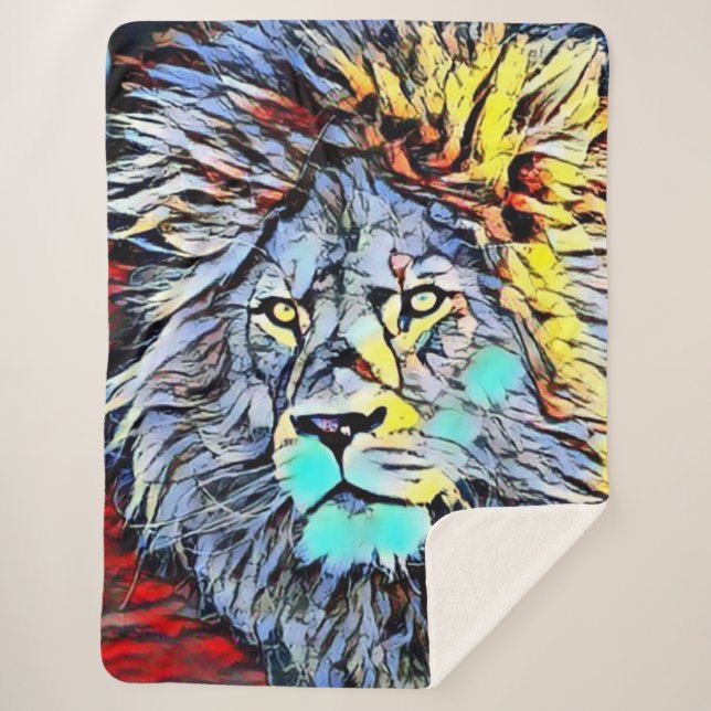 Cobertor Sherpa pontapé de cor - rei de leão (Frente)